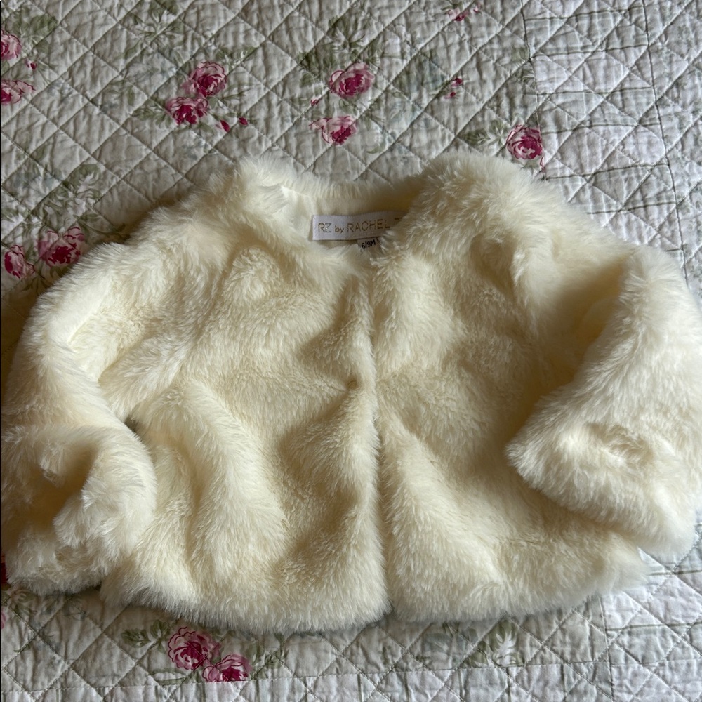 Rachel Kids Ivory Faux Fur Cape